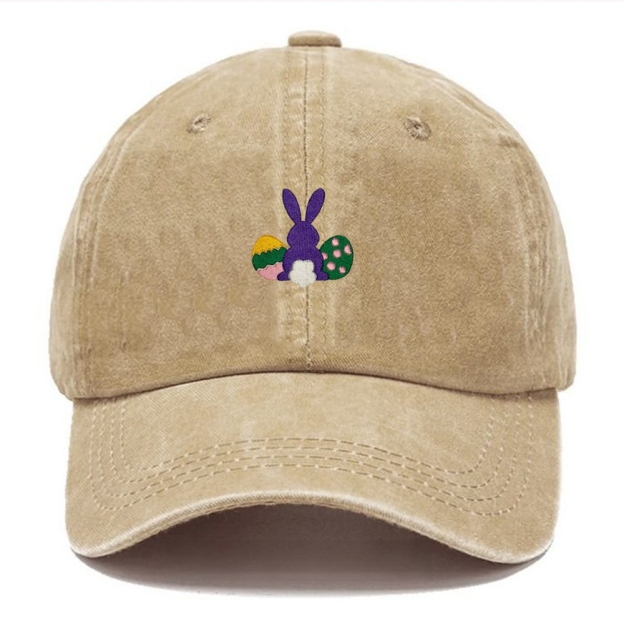 Bunny Egg Embroidered Casual Washed Cap 