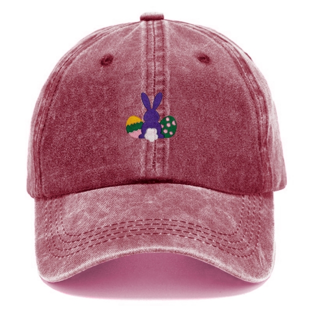 Bunny Egg Embroidered Casual Washed Cap 