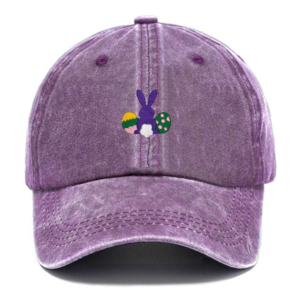 Bunny Egg Embroidered Casual Washed Cap 