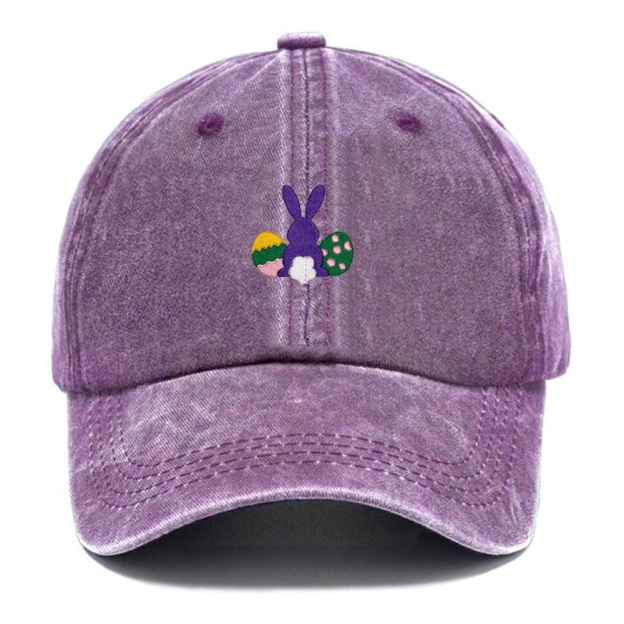 Bunny Egg Embroidered Casual Washed Cap 