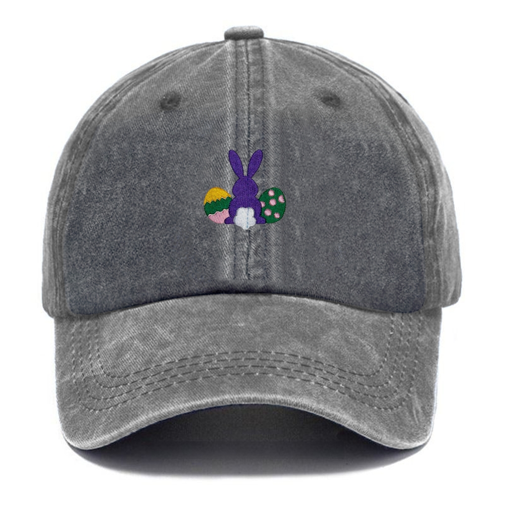 Bunny Egg Embroidered Casual Washed Cap 