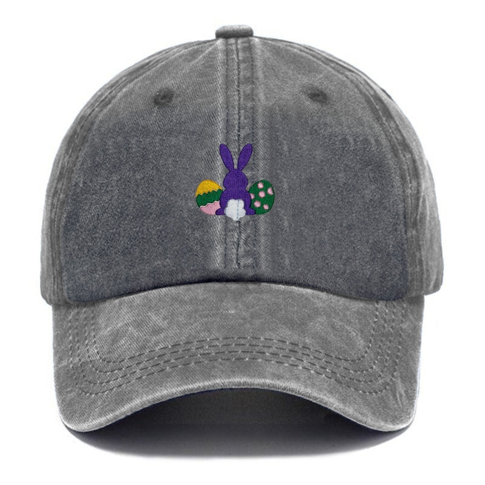 Bunny Egg Embroidered Casual Washed Cap