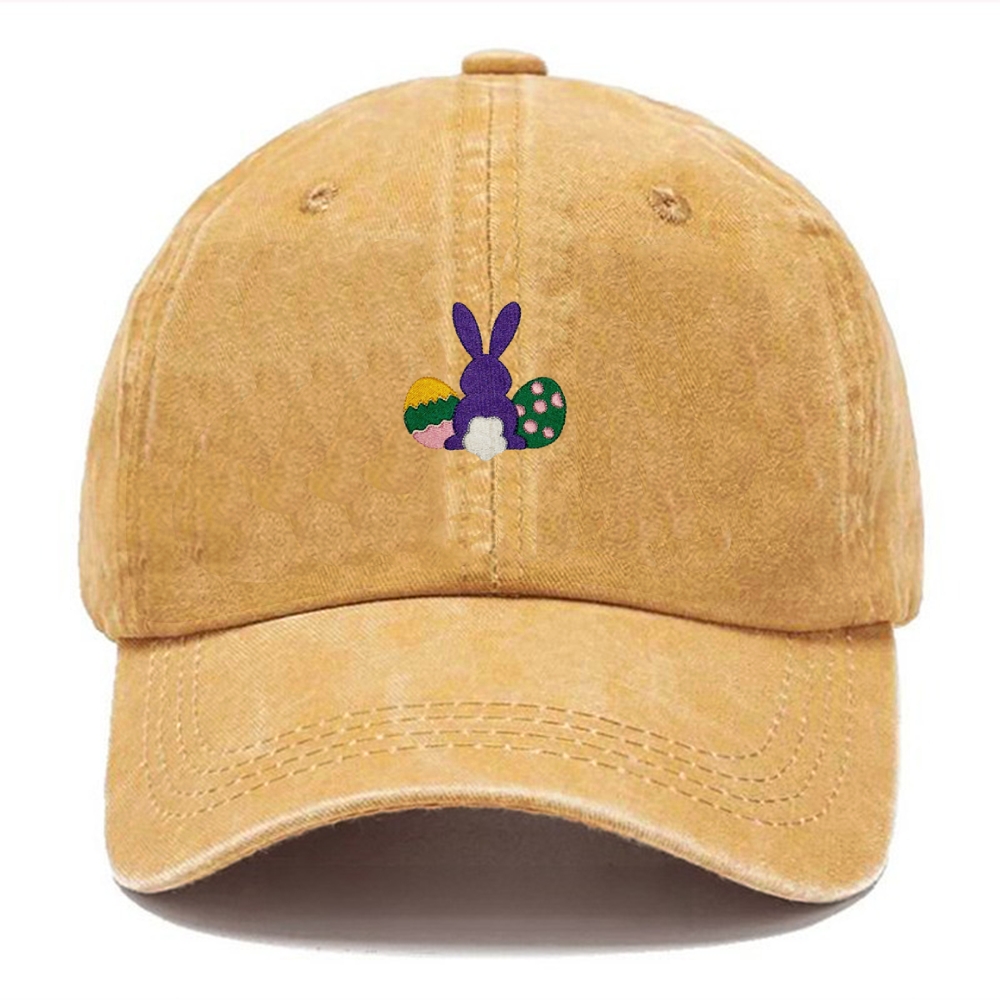 Bunny Egg Embroidered Casual Washed Cap 
