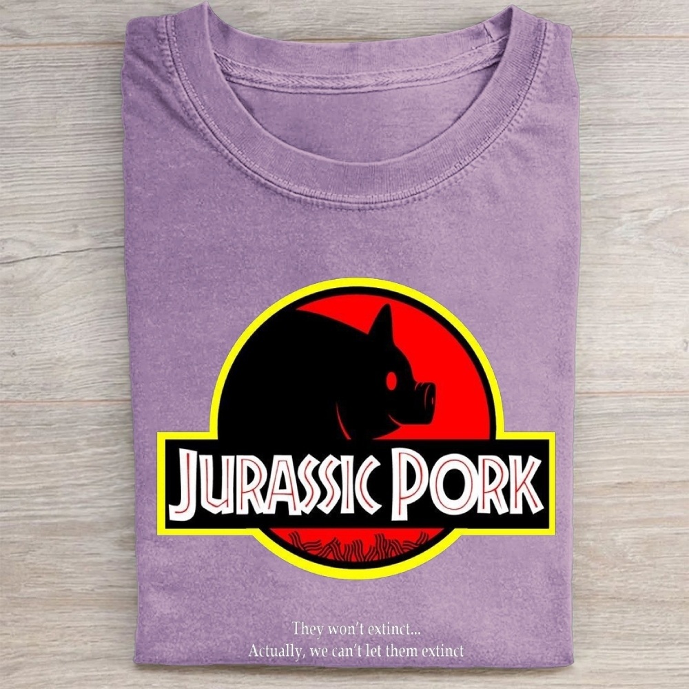 "Jurassic Pork" Dinosaur Parody Vintage Washed Tee