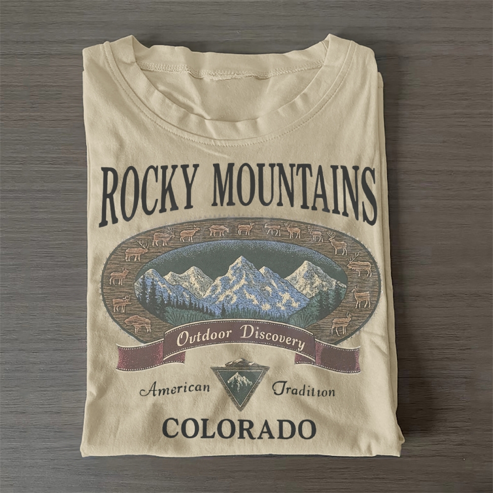 Vintage Rocky Mountains Colorado Cotton T-Shirt 