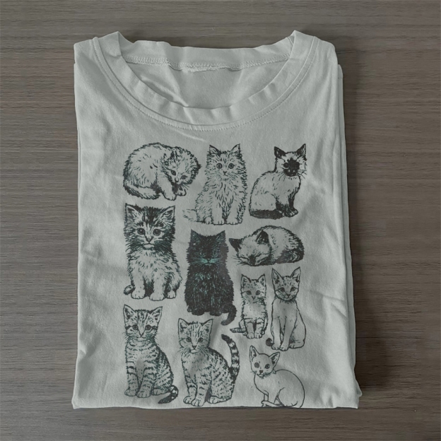 Katter 90-Tals Vintage Cotton T-Shirt 