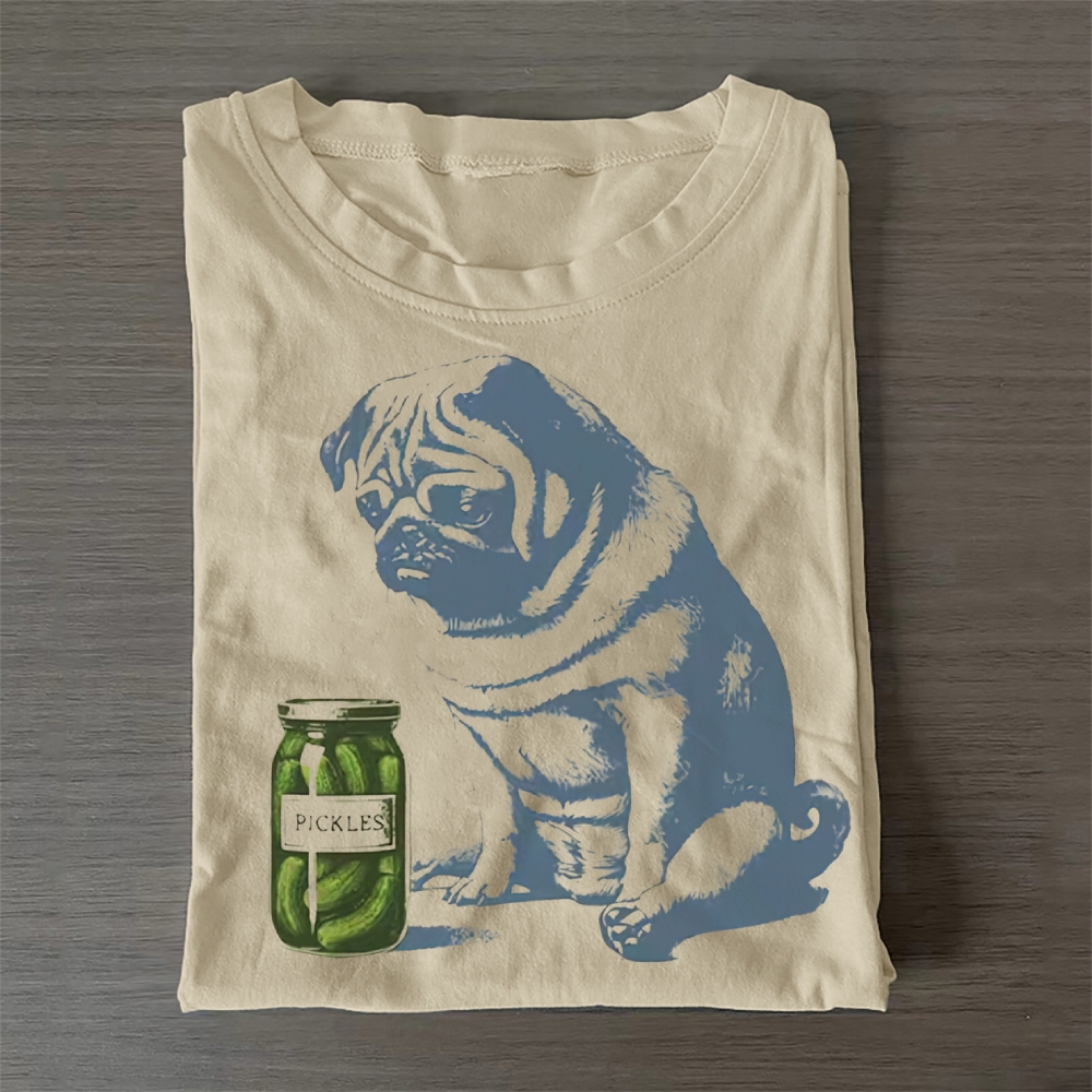 Pug Pickles Cotton T-Shirt 