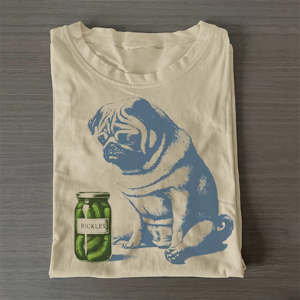 Pug Pickles Cotton T-Shirt 