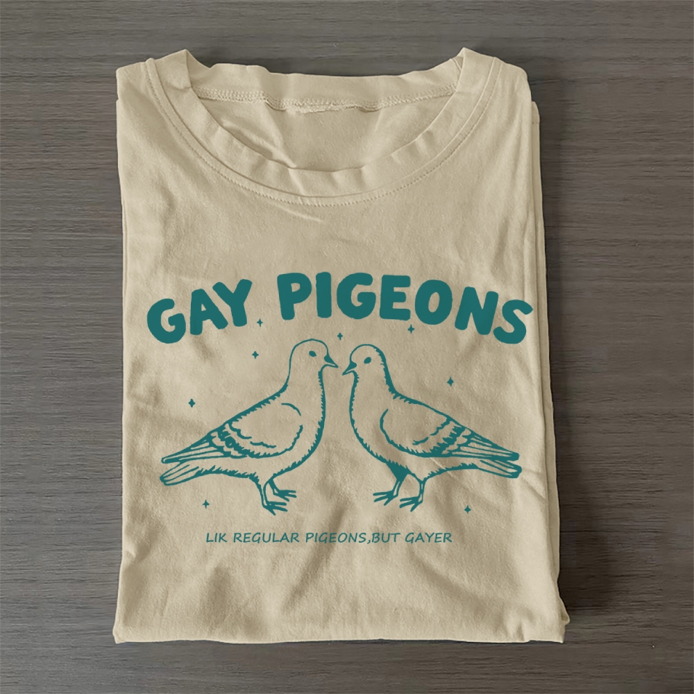 Gay Pigeons Cotton T-Shirt 
