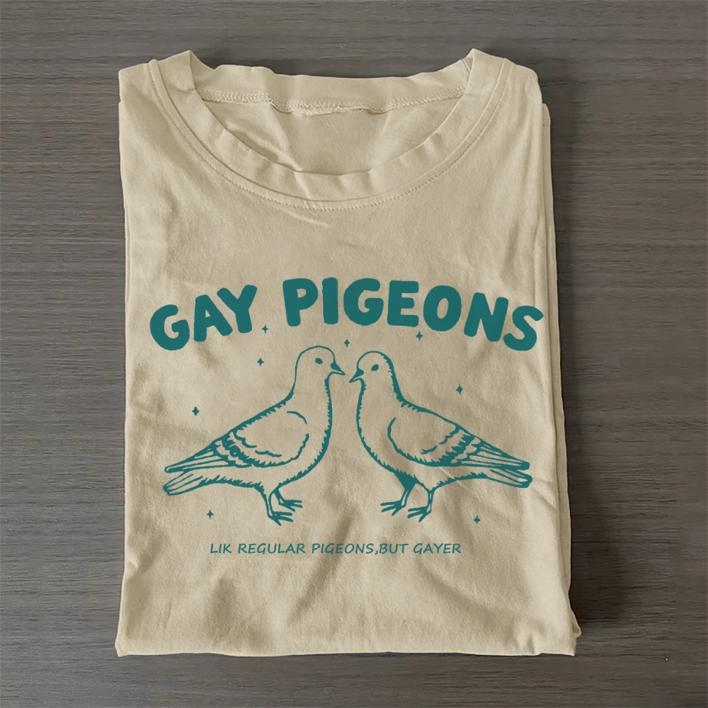 Gay Pigeons Cotton T-Shirt 