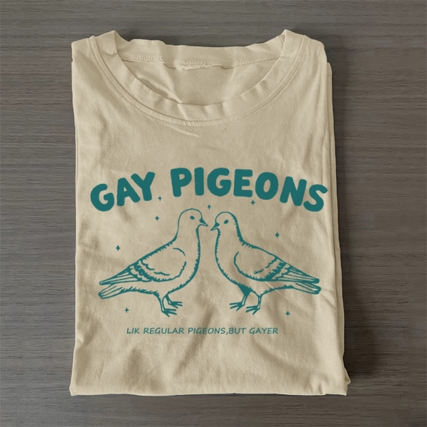 Gay Pigeons Cotton T-Shirt 