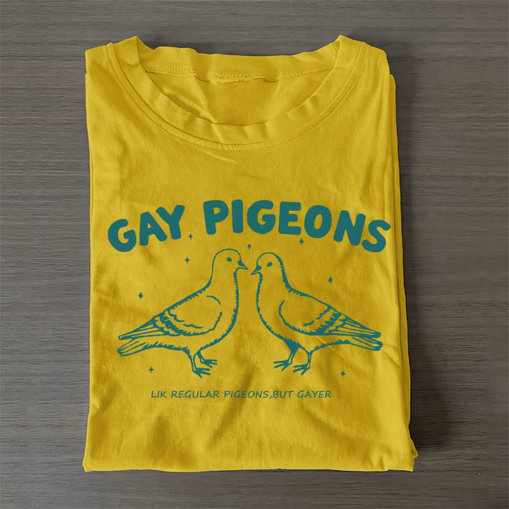 Gay Pigeons Cotton T-Shirt 