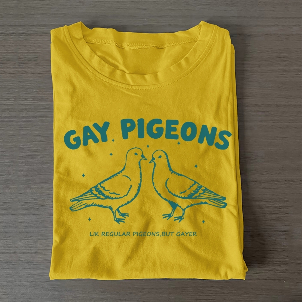 Gay Pigeons Cotton T-Shirt 