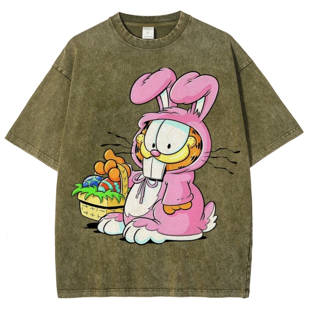 "Easter Garfield" Bunny Costume Washed T-Shirt