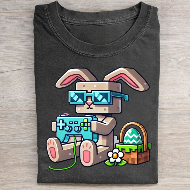 Pixel Bunny Easter Washed Tee