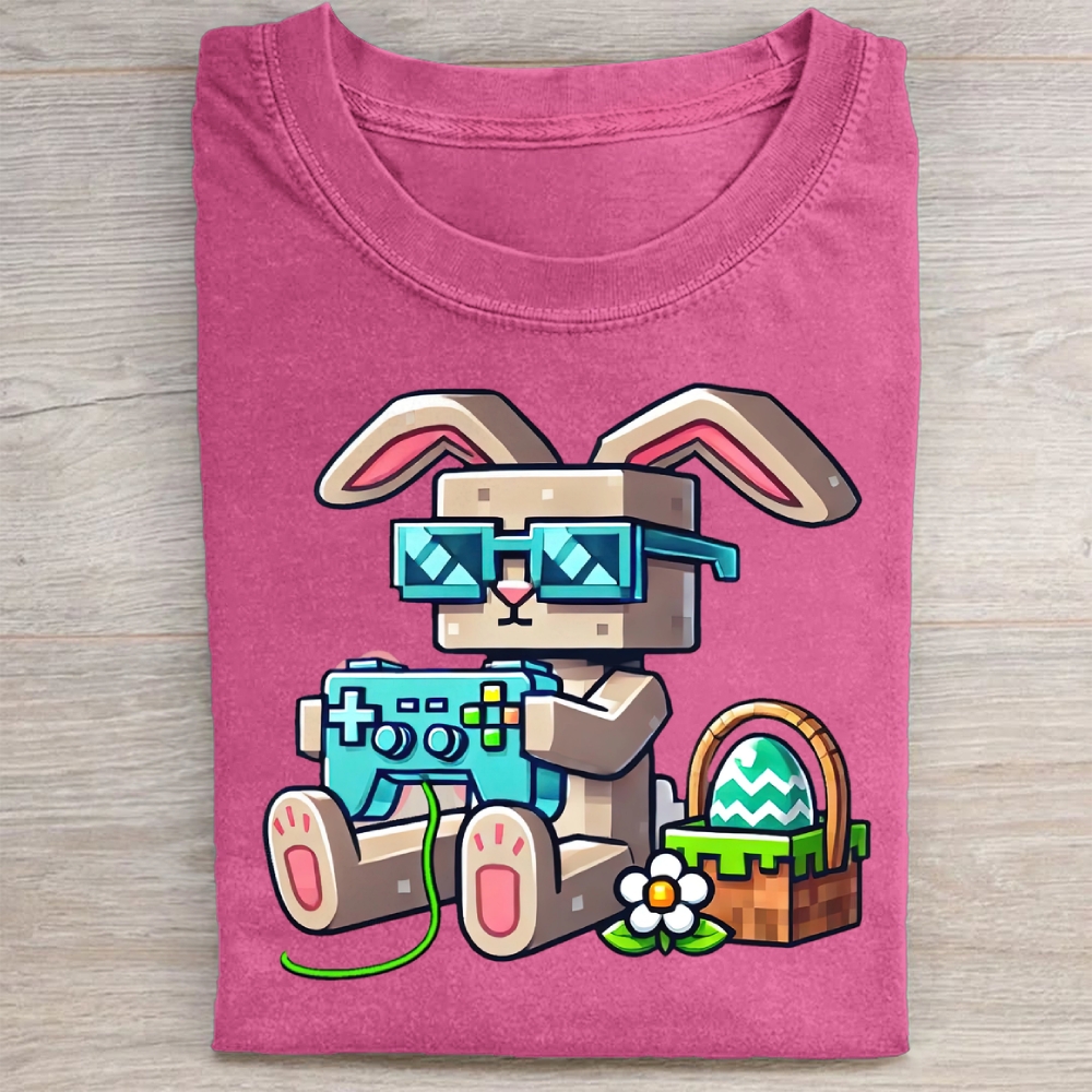 Pixel Bunny Easter Washed Tee
