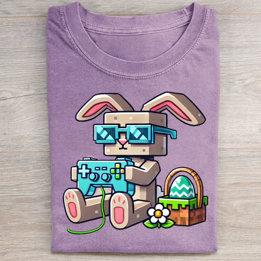 Pixel Bunny Easter Washed Tee