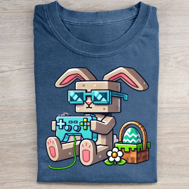 Pixel Bunny Easter Washed Tee
