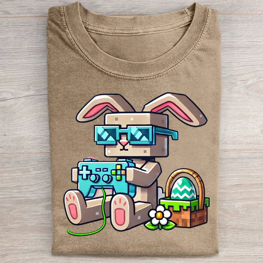 Pixel Bunny Easter Washed Tee