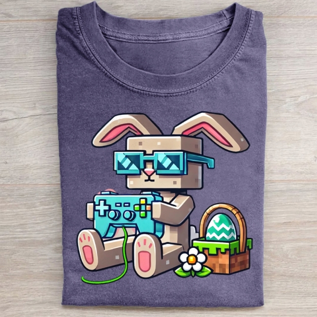 Pixel Bunny Easter Washed Tee