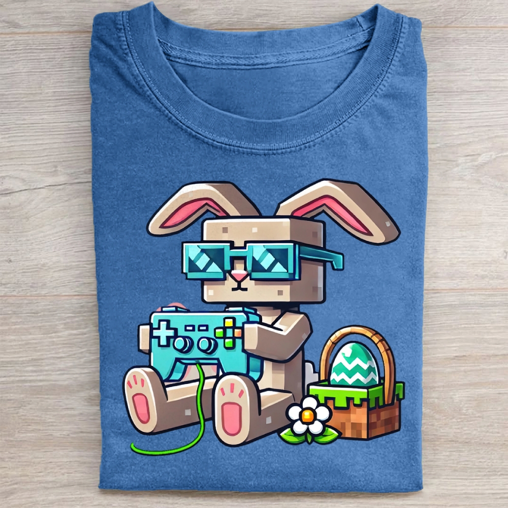 Pixel Bunny Easter Washed Tee