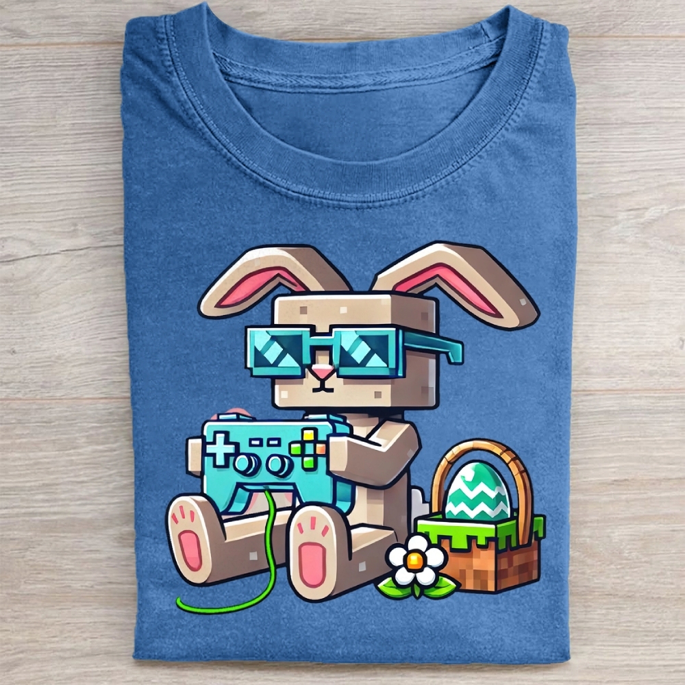 Pixel Bunny Easter Washed Tee