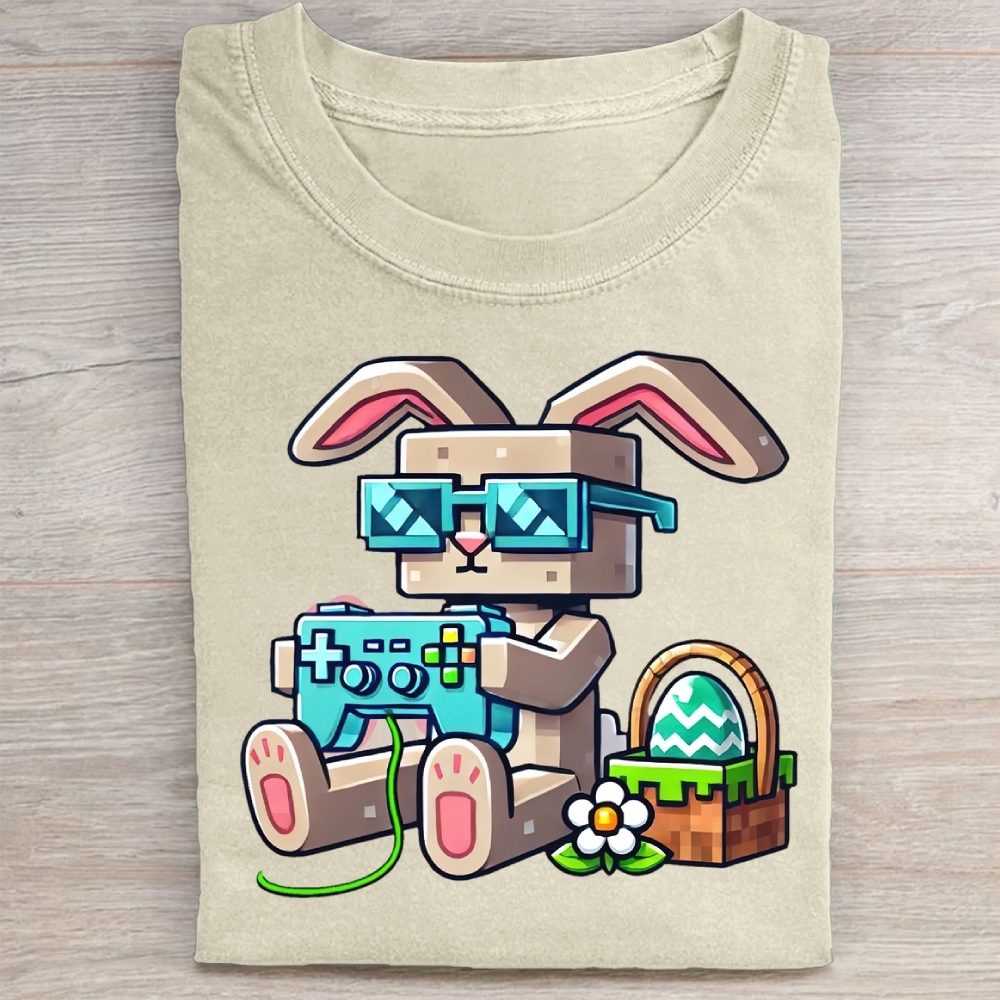 Pixel Bunny Easter Washed Tee