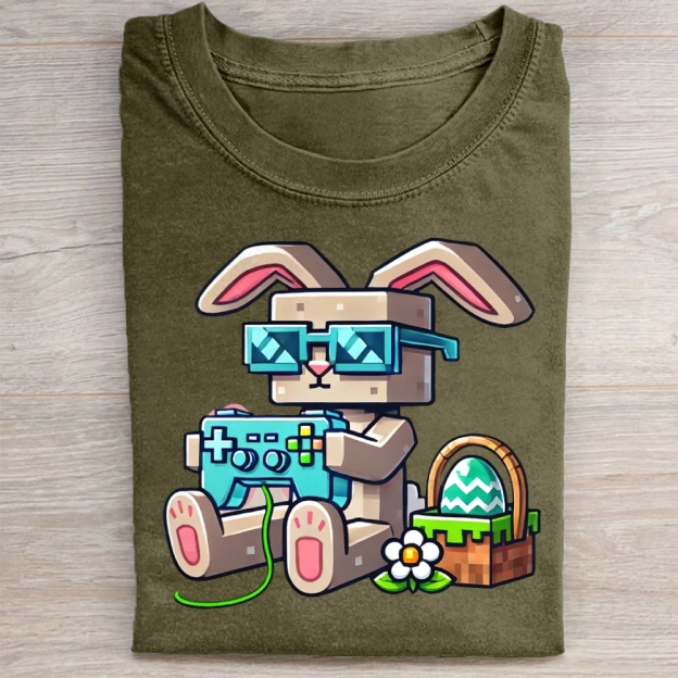 Pixel Bunny Easter Washed Tee