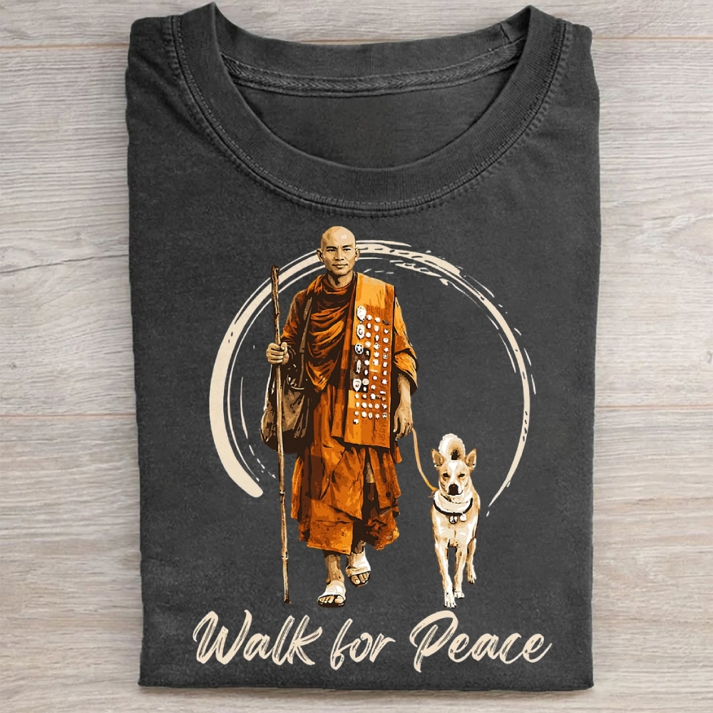 Walk for Peace Monk & Dog Washed Tee