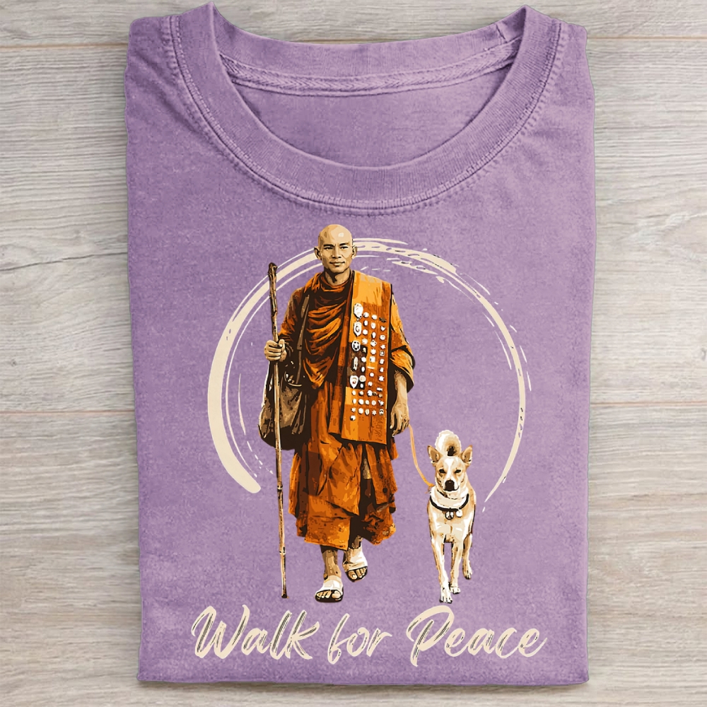Walk for Peace Monk & Dog Washed Tee 