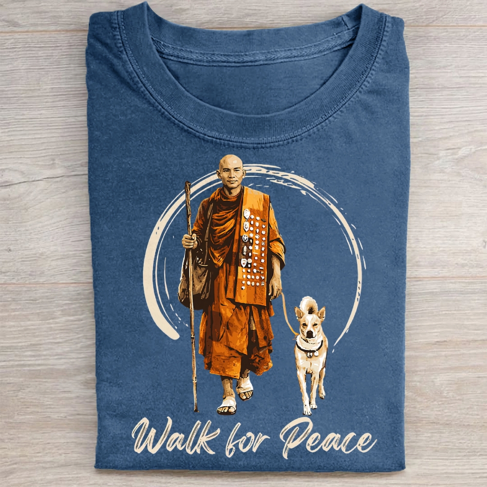 Walk for Peace Monk & Dog Washed Tee 
