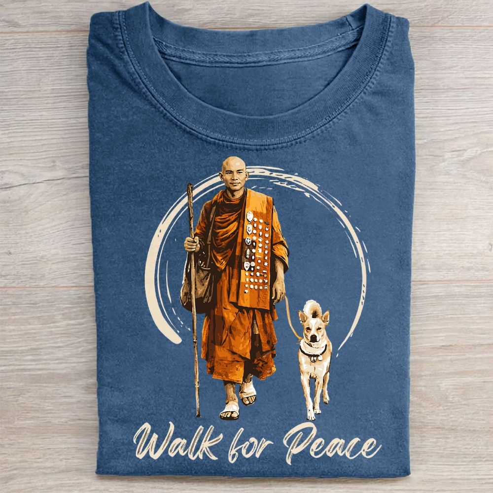 Walk for Peace Monk & Dog Washed Tee 