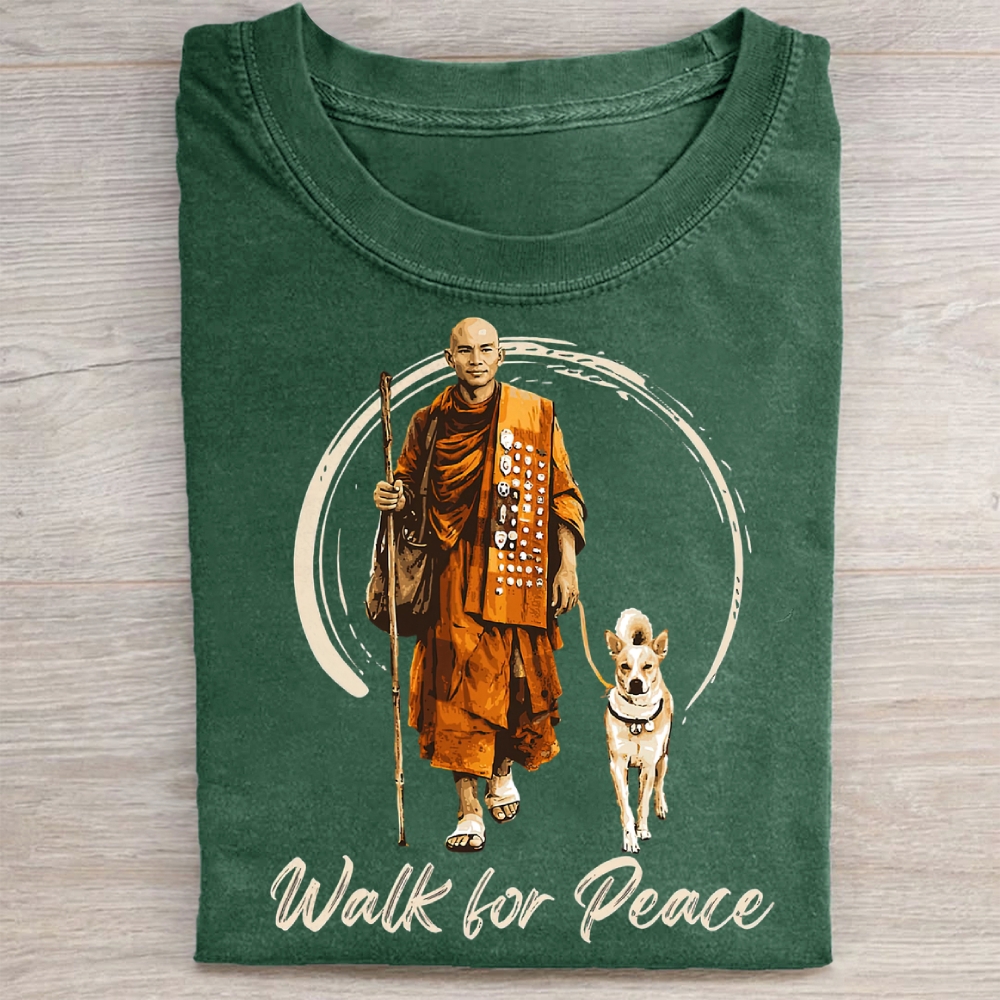Walk for Peace Monk & Dog Washed Tee 