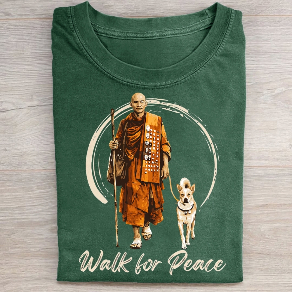 Walk for Peace Monk & Dog Washed Tee 