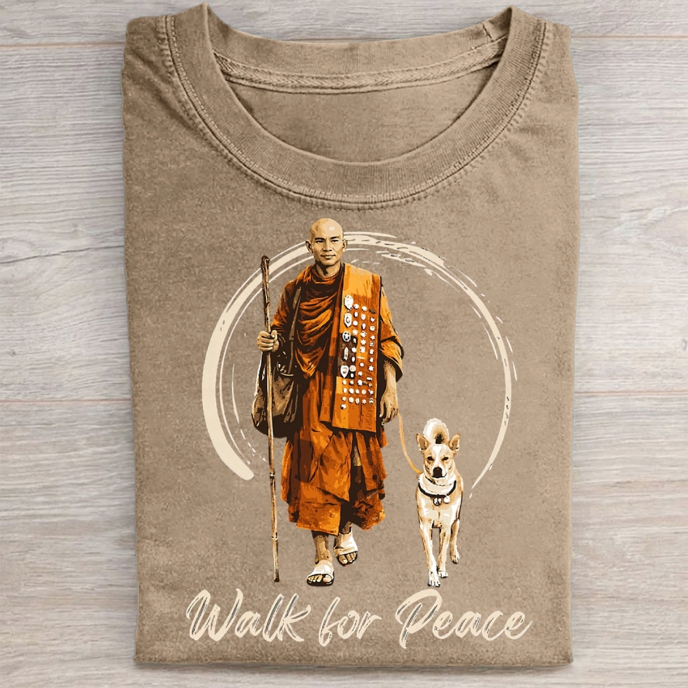 Walk for Peace Monk & Dog Washed Tee 