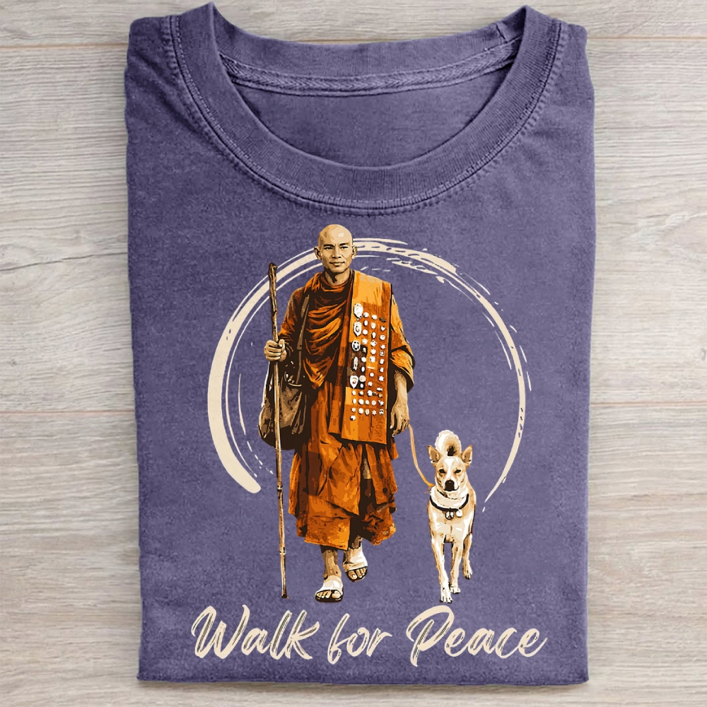 Walk for Peace Monk & Dog Washed Tee 