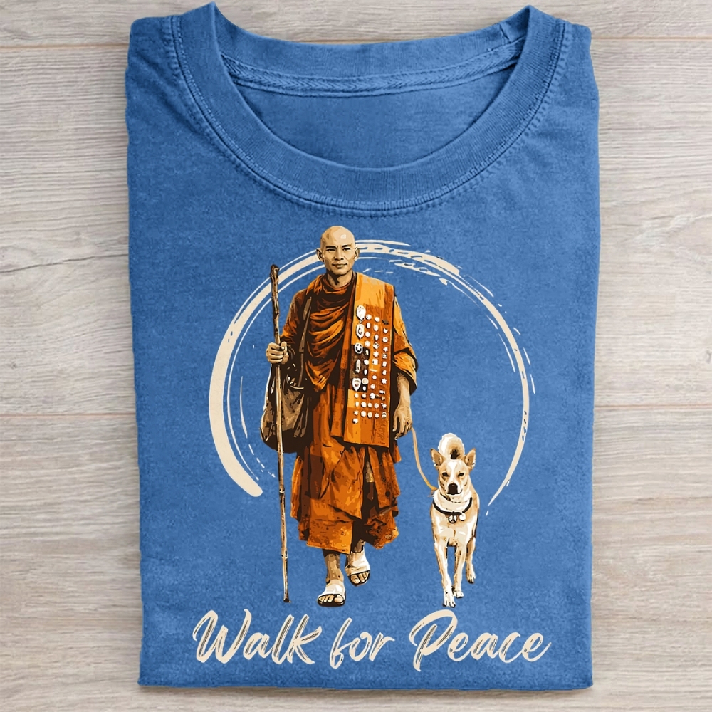 Walk for Peace Monk & Dog Washed Tee 