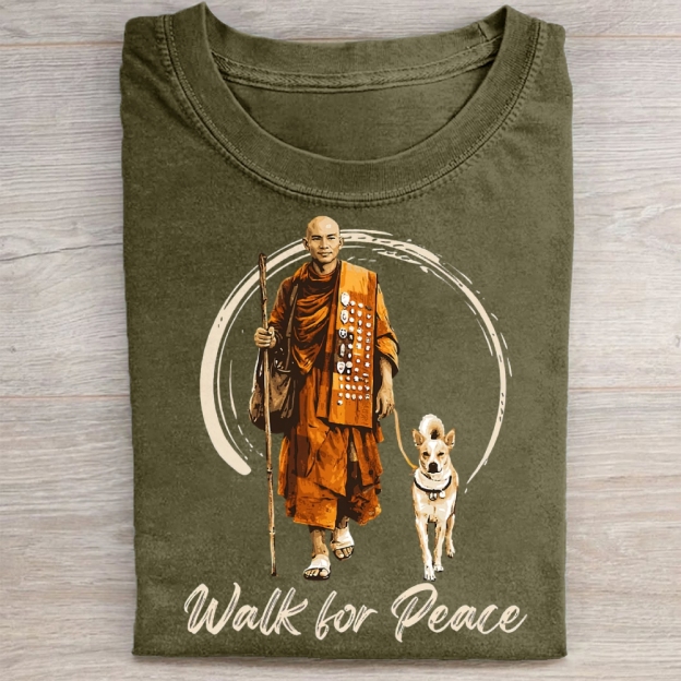 Walk for Peace Monk & Dog Washed Tee 