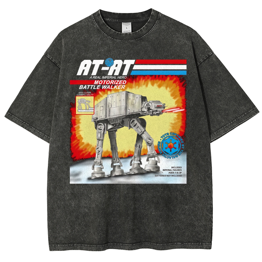 Retro Sci-Fi Battle Walker Washed T-Shirt 