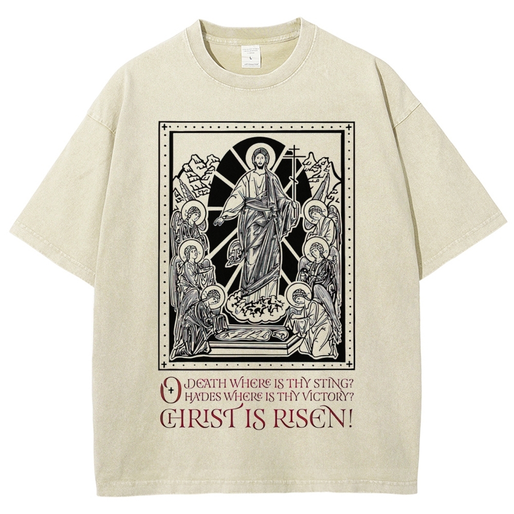 "Christ Is Risen" Orthodox Icon Washed T-Shirt