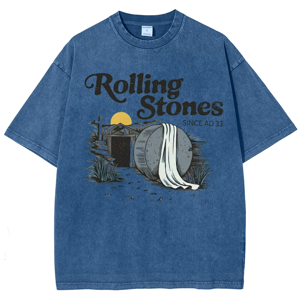 "Rolling Stones Since AD 33" Religious Parody Washed T-Shirt