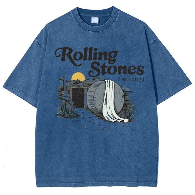 "Rolling Stones Since AD 33" Religious Parody Washed T-Shirt