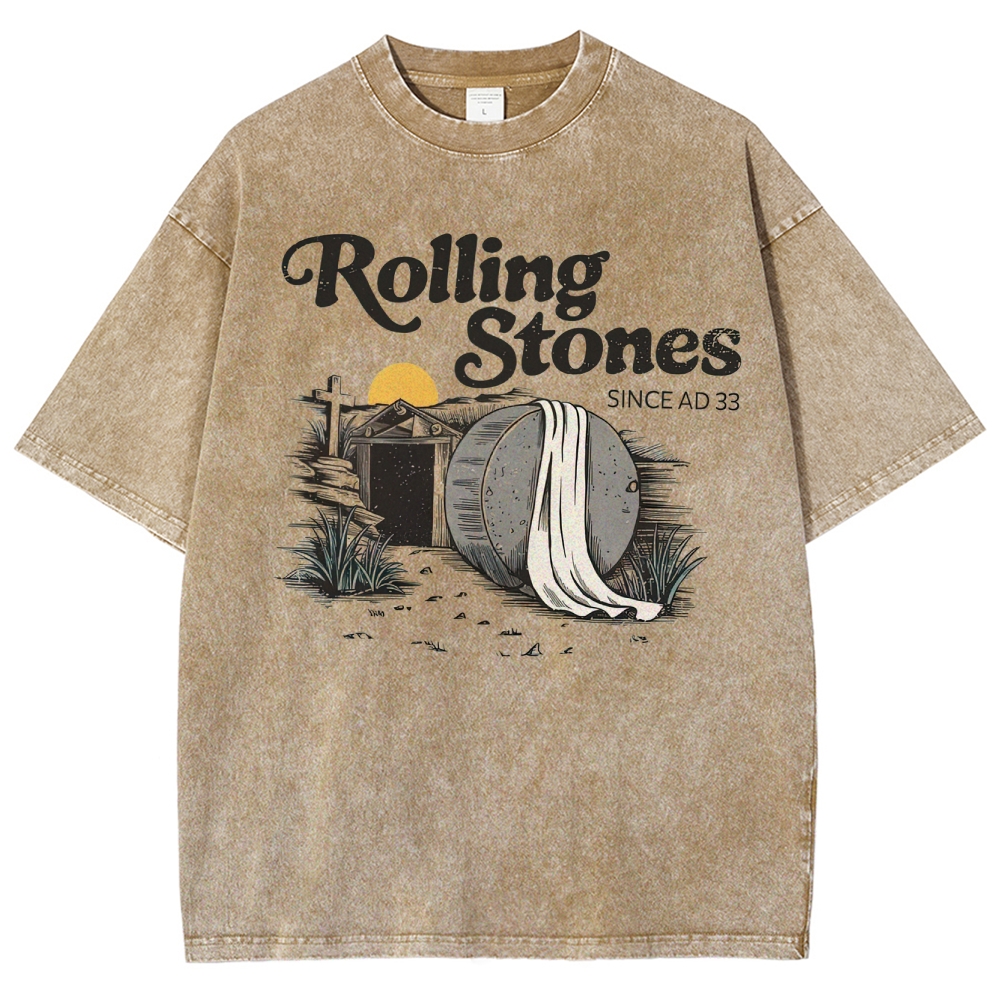 "Rolling Stones Since AD 33" Religious Parody Washed T-Shirt