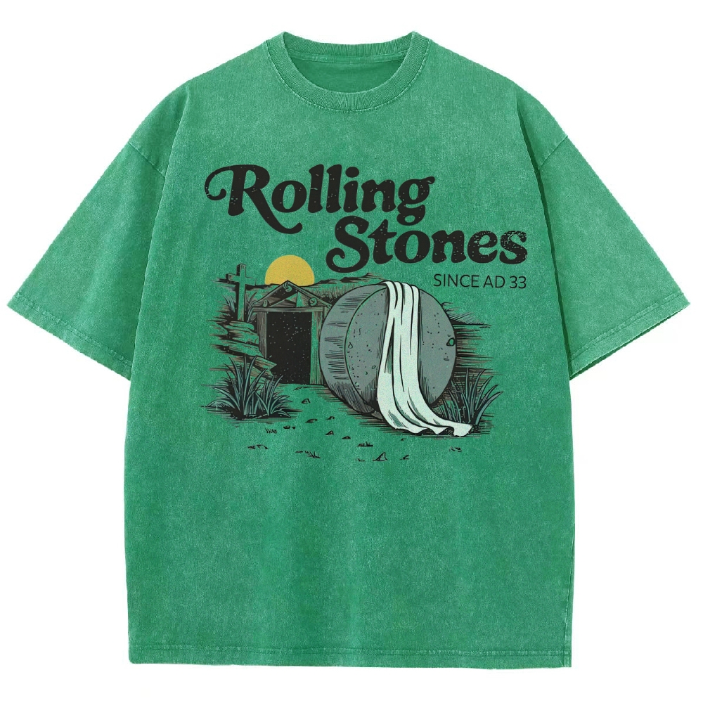 "Rolling Stones Since AD 33" Religious Parody Washed T-Shirt