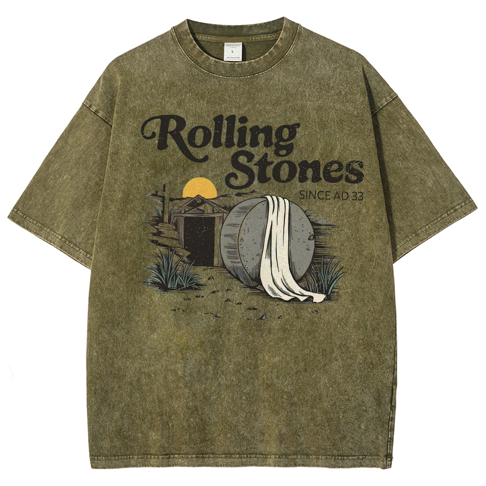 "Rolling Stones Since AD 33" Religious Parody Washed T-Shirt
