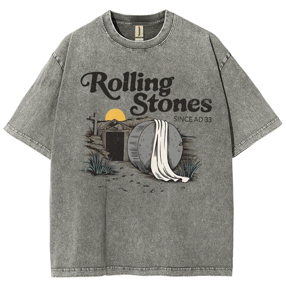 "Rolling Stones Since AD 33" Religious Parody Washed T-Shirt