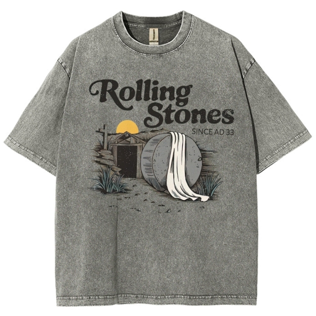 "Rolling Stones Since AD 33" Religious Parody Washed T-Shirt