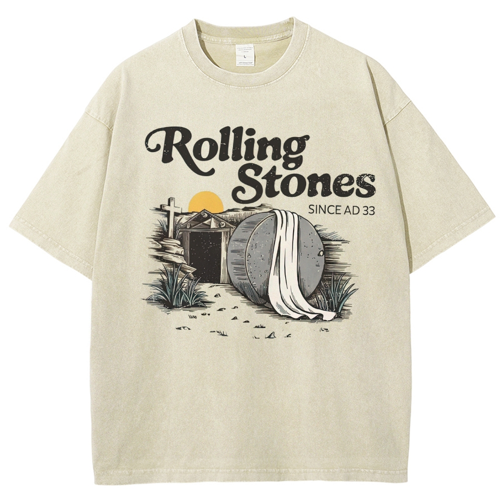 "Rolling Stones Since AD 33" Religious Parody Washed T-Shirt