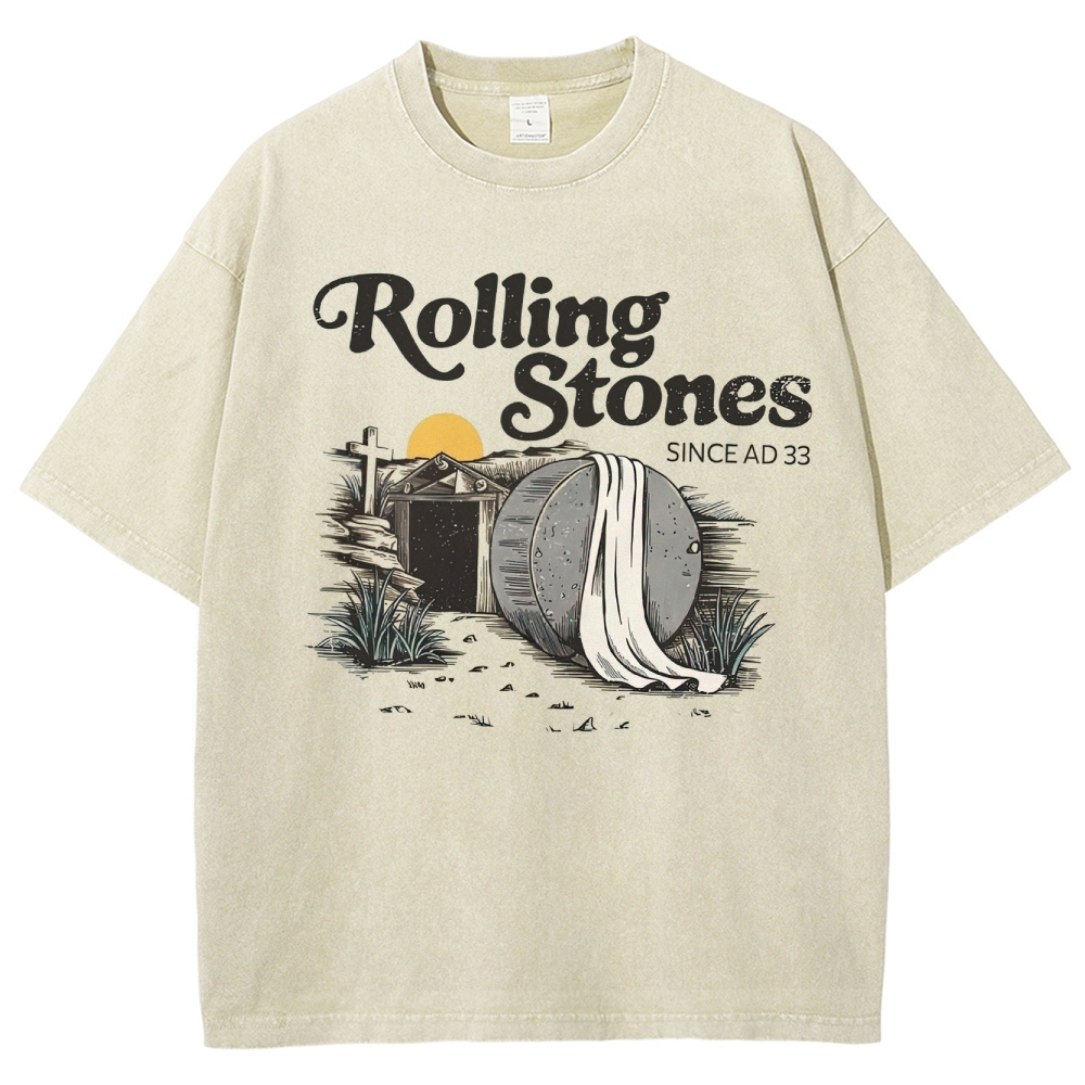 "Rolling Stones Since AD 33" Religious Parody Washed T-Shirt