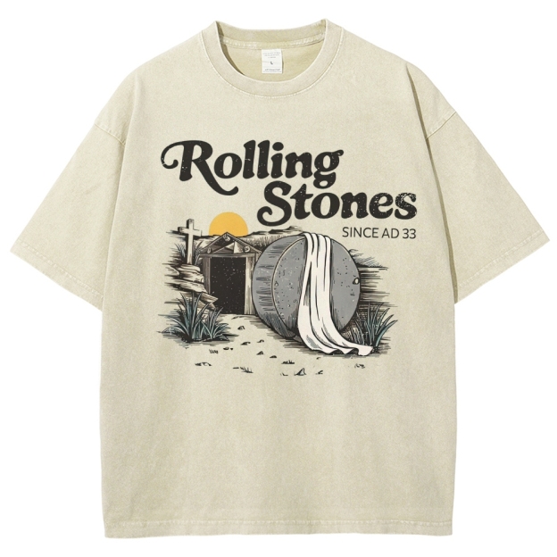 "Rolling Stones Since AD 33" Religious Parody Washed T-Shirt